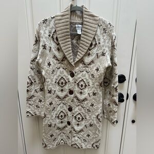 Chicos Sweater Women's 0 Beige Soft Knit Cardigan